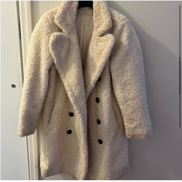 Blank NYC shearling double breasted teddy coat, ivory, size XS - Picture 5 of 10